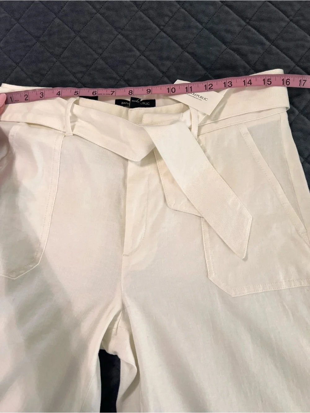 Banana Republic Wide Leg High Rise Linen Blend Pant Women’s Size 8 Off White KK